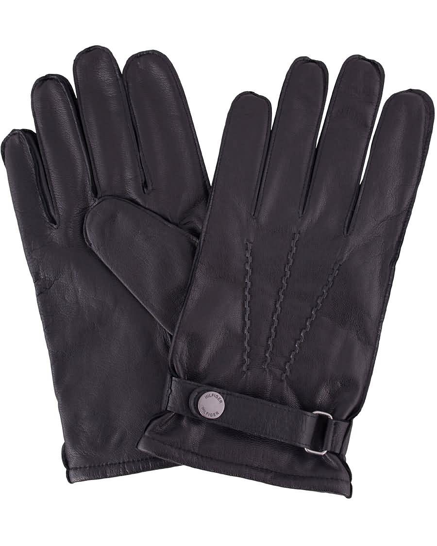 tommy hilfiger ferron leather gloves flag black ffwat